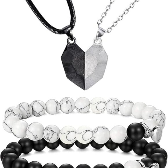 NEW 4Pcs Couples Bracelet Necklace Set Matching His and Hers Promise Lov… - Picture 8 of 8